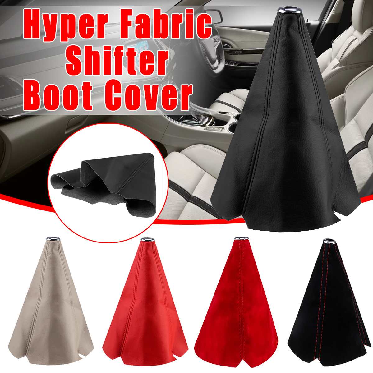 Universal PU Leather / Flannel Gear Shift Collars Car Hyper Fabric Gear Shift Knob Lever Stick Collar Gaiter Boot Cover