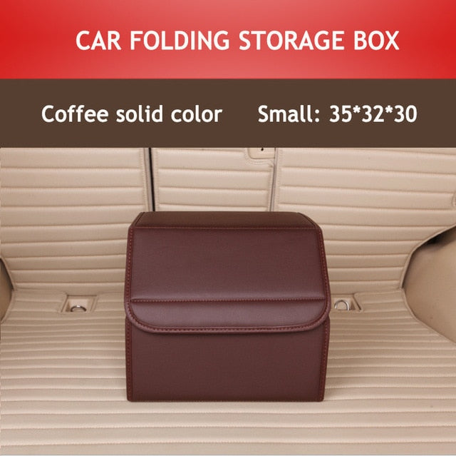 Car Trunk Box Storage Bag Organizer Foldable PU Leather Auto Tool Bag Durable Collapsible Cargo Storage Stowing Tidying