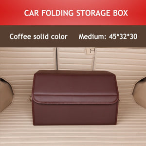 Car Trunk Box Storage Bag Organizer Foldable PU Leather Auto Tool Bag Durable Collapsible Cargo Storage Stowing Tidying