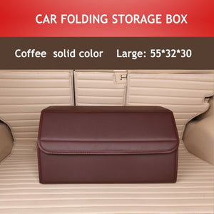 Car Trunk Box Storage Bag Organizer Foldable PU Leather Auto Tool Bag Durable Collapsible Cargo Storage Stowing Tidying