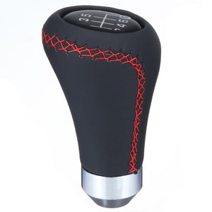 Universal 6 Speed Car Gear Shift Knob Manual Shifter Lever Stick Red Black Stitche PU Leather