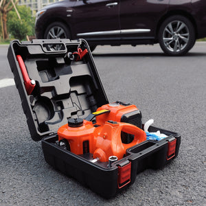 12V 5Ton Car Jack Electric Hydraulic Jack Protable Tire Jack Electric Wrench Impact Socket Wrench Tire Inflator LED Light 4 in 1