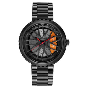 Car Wheel Rim Hub Men Watch Creative Design Male Quartz Black Leather Wrist Watches Waterproof Creative Man Relogio Masculino