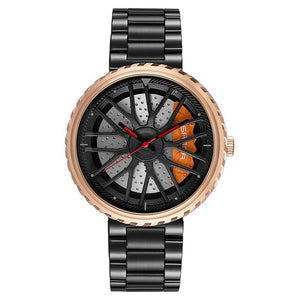 Car Wheel Rim Hub Men Watch Creative Design Male Quartz Black Leather Wrist Watches Waterproof Creative Man Relogio Masculino