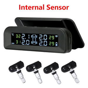 Develuck TPMS Car Tire Pressure Monitor System  Automatic Brightness Control  Solar Power  Adjustable LCD screen Wireless 4 tire