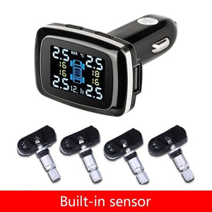 Jansite Car TPMS Tire Pressure Monitoring System Sensors Cigarette Lighter USB port Auto Security Alarm Systems Tire Pressure