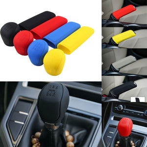 Car Gear Shift Knob Cover Silica Gel Handbrake Gear Lever Cover Shift Collars Universal Silicone Car Gear Head Shift Knob Cover