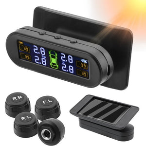 TPMS Car Tire Monitoring Pressure Display auto Alarm Monitor Solar Power Charging Temperature Warning